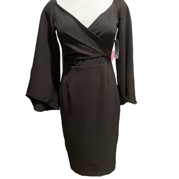 Bardot Crossover Top Bell Sleeves Black Size 6 NWT - Picture 4 of 8